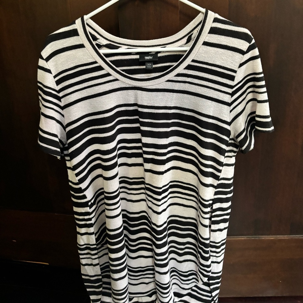 Massimo Black and White Striped Short Sleeve Tee